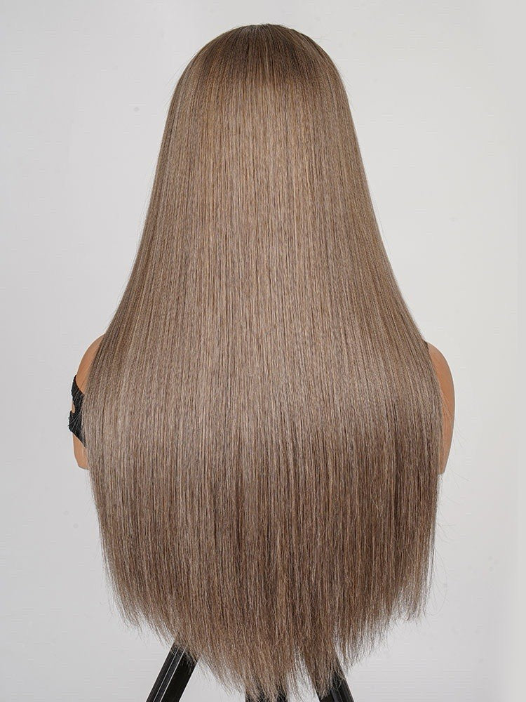 Chic Luxe Hair Ash Brown Ombre Silky Straight Pre-Plucked Frontal Ready To Go Wig | 100% Human Hair