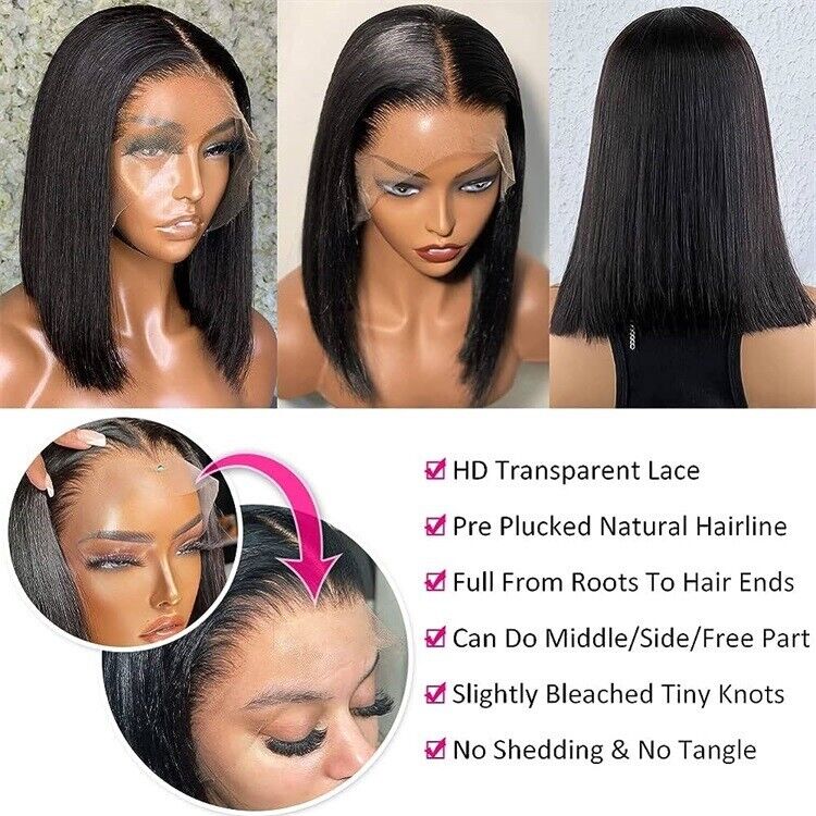 Chic Luxe Hair Straight Short Bob Full Lace Front Wig | 100% Human Hair