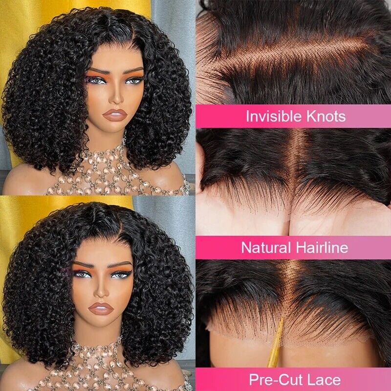 Chic Luxe Hair Full Glueless Wear & Go Curly Lace Front Short Bob Wig | 100% Human Hair
