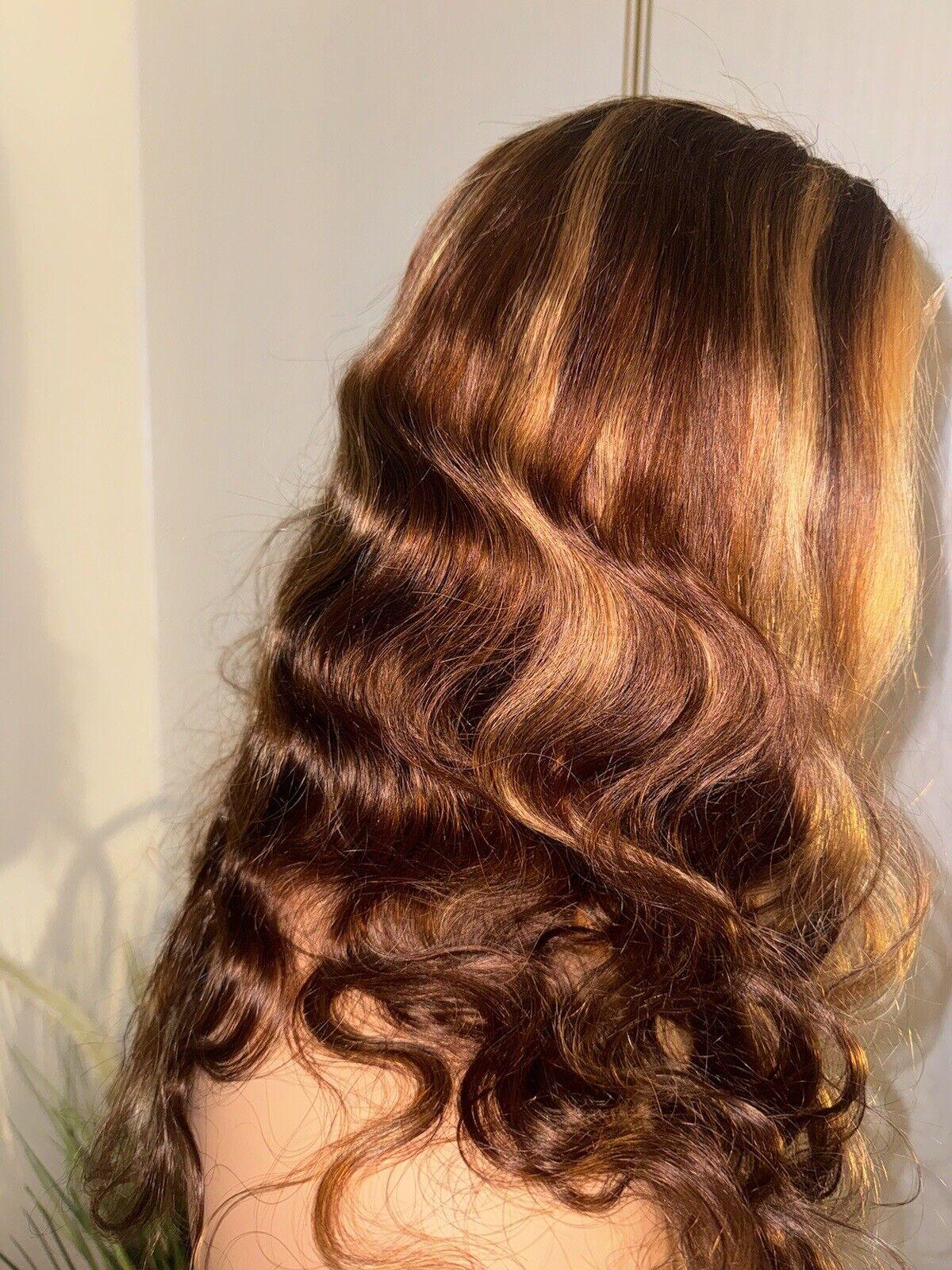 Chic Luxe Hair Glueless Lace Front Highlights Wavy Long Wig | 100% Human Hair
