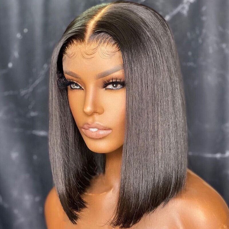 Chic Luxe Hair Straight Short Full Invisible Crystal Lace Front Wig | 100% Human Hair