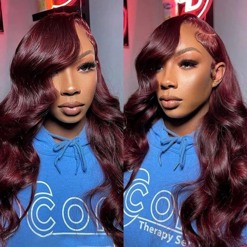 Chic Luxe Hair Glueless Full Lace Front Dark Purple Wavy Long Wig | 100% Human Hair