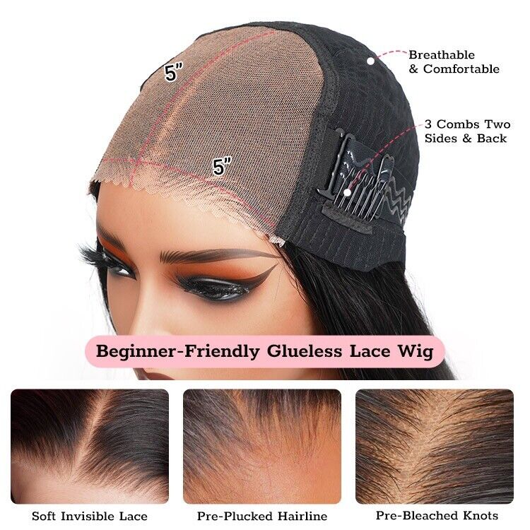 Ready To Wear Lace Front Glueless Straight Bob Highlights Wig Human Hair