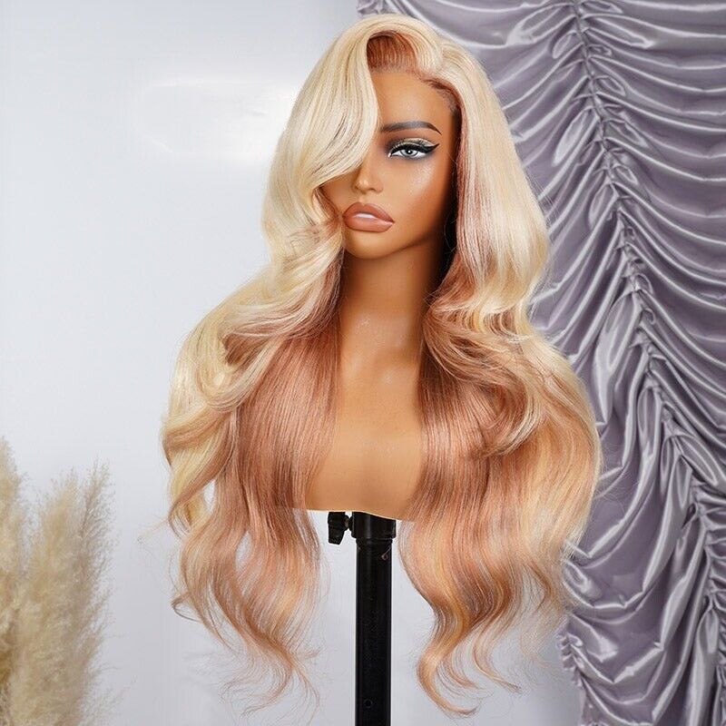 Chic Luxe Hair Glueless Blonde And Flaxen Brown Ombre Lace Front Wig | 100% Human Hair | 250% Density