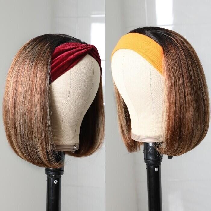 Chic Luxe Hair Glueless Headband Straight Short Bob Wig | #4/27 | 100% Human Hair