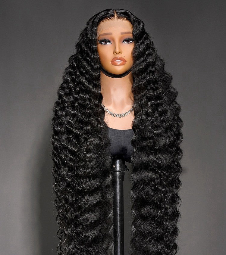 50 Inches Voluminous Deep Wave HD Lace Frontal Wig Super Long Human Hair 300%