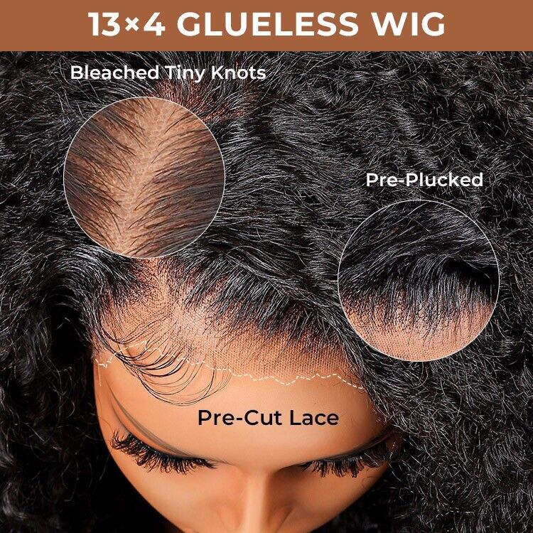 Human Hair Wigs Glueless Ready To Wear Natural Fluffy Curly Lace Front Women