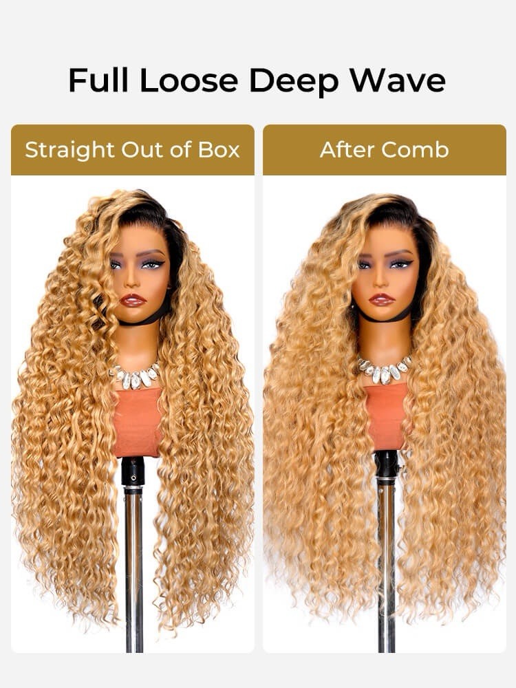 Chic Luxe Hair Celebrity Inspired 30 Inch 13x5 HD Lace Ombre Loose Deep Wave Wig | 100% Human Hair | 300% Density