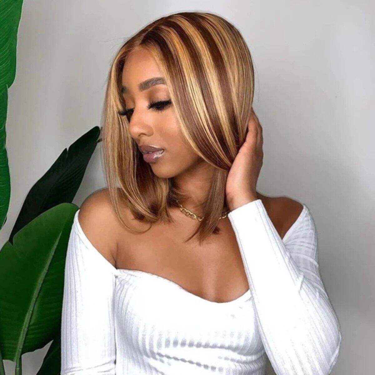Chic Luxe Hair Bone Straight Lace Front Short Bob Piano Color Wig | 100% Human Hair
