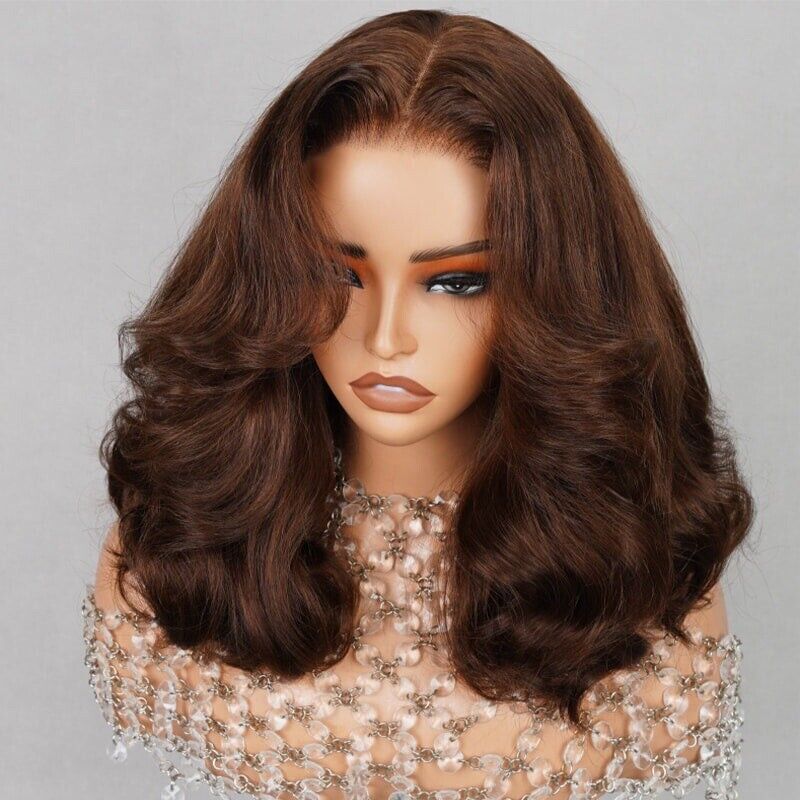 SDD Human Hair Wigs Full Wavy Glueless Wear Go Lace Front Short Wig