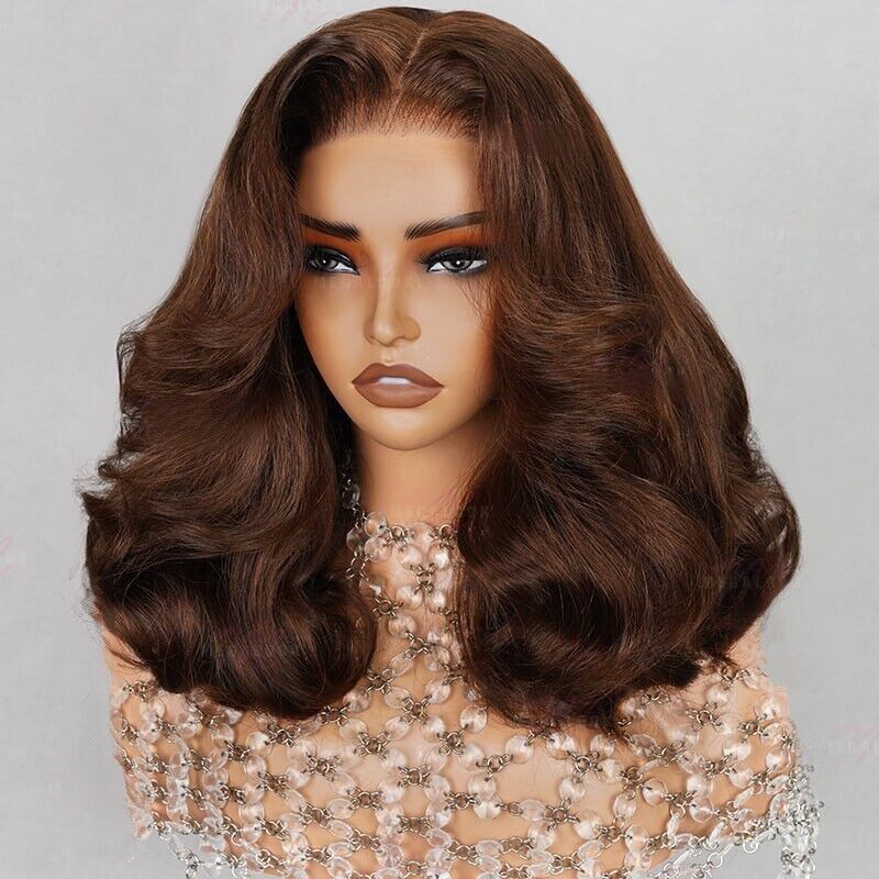 SDD Human Hair Wigs Full Wavy Glueless Wear Go Lace Front Short Wig