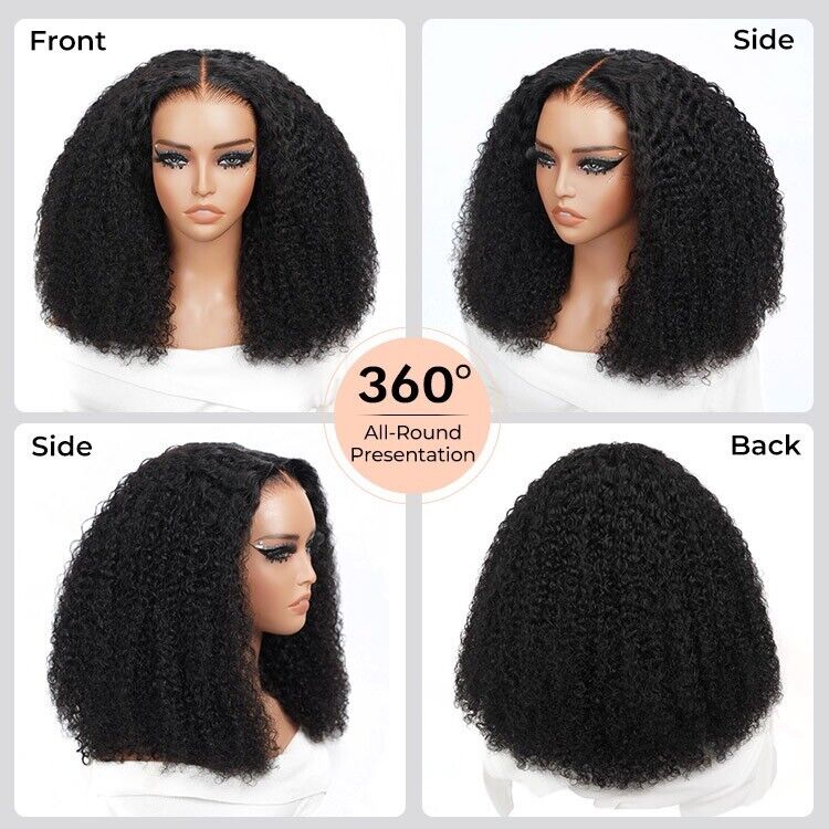 Glueless Pre Cut Lace Ready To Wear Wig Curly Pre Bleached Mini Knots Human Hair