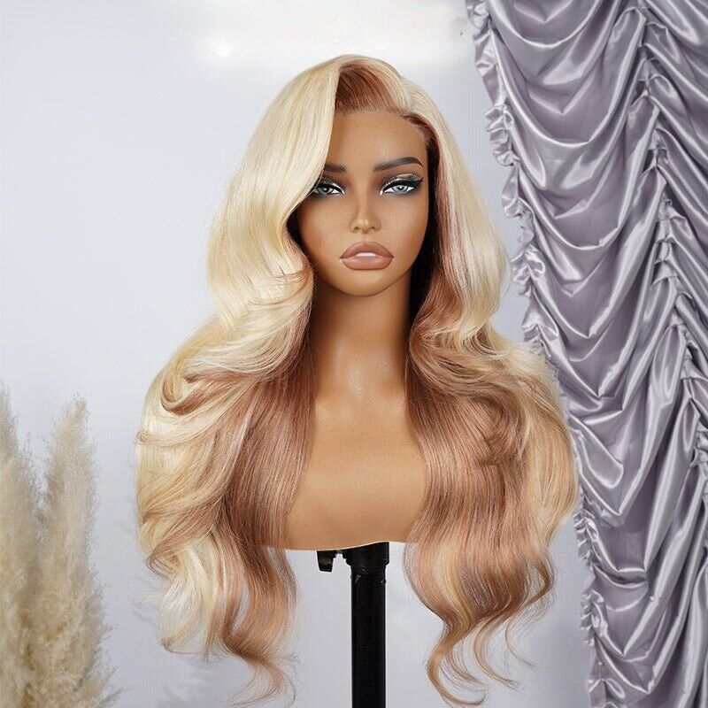 Chic Luxe Hair Glueless Blonde And Flaxen Brown Ombre Lace Front Wig | 100% Human Hair | 250% Density