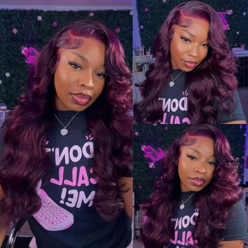 Chic Luxe Hair Glueless Full Lace Front Dark Purple Wavy Long Wig | 100% Human Hair