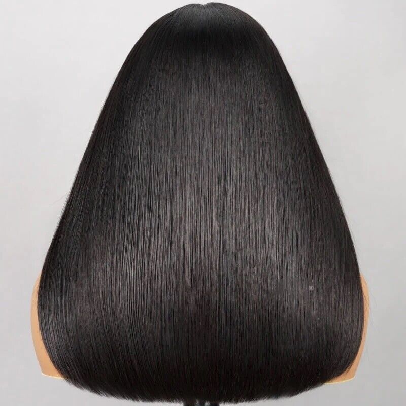 Premium 100% Human Hair Wigs Glueless Women Lace Front Straight Wear And Go Short Wig