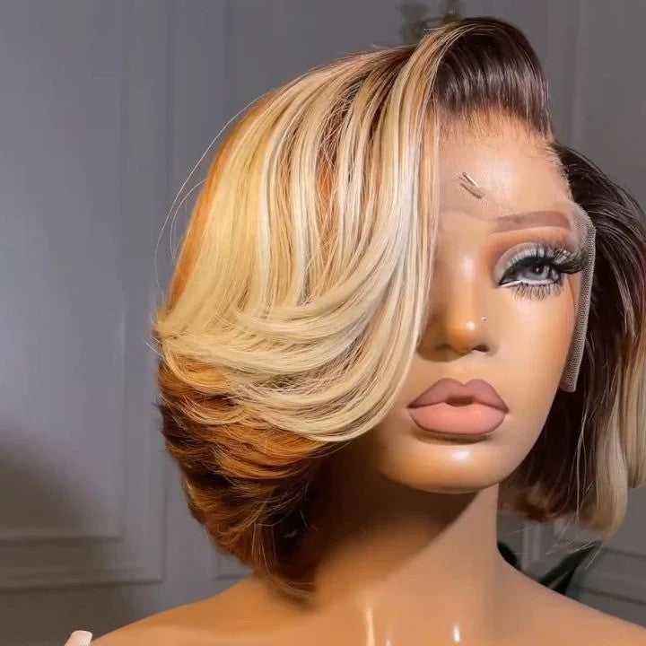 Chic Luxe Hair Vietnamese SDD Layered Cut Lace Front Glueless Bob Wig | 613/Brown | 100% Raw Vietnamese Hair | 250%