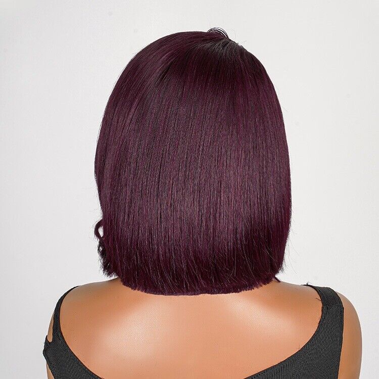 Chic Luxe Hair Side Bang Layered Cut Wavy Bob Glueless Dark 99j Wig | 100% Human Hair