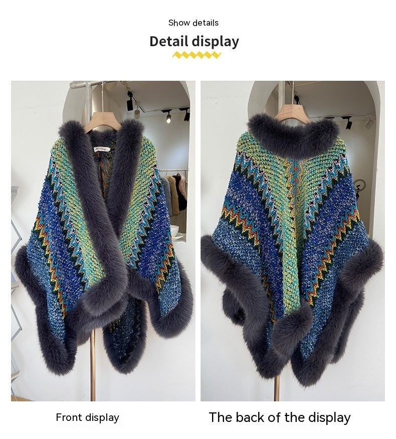 High Environmental Protection Fox Shawl Advanced Socialite Style Thickened Cape