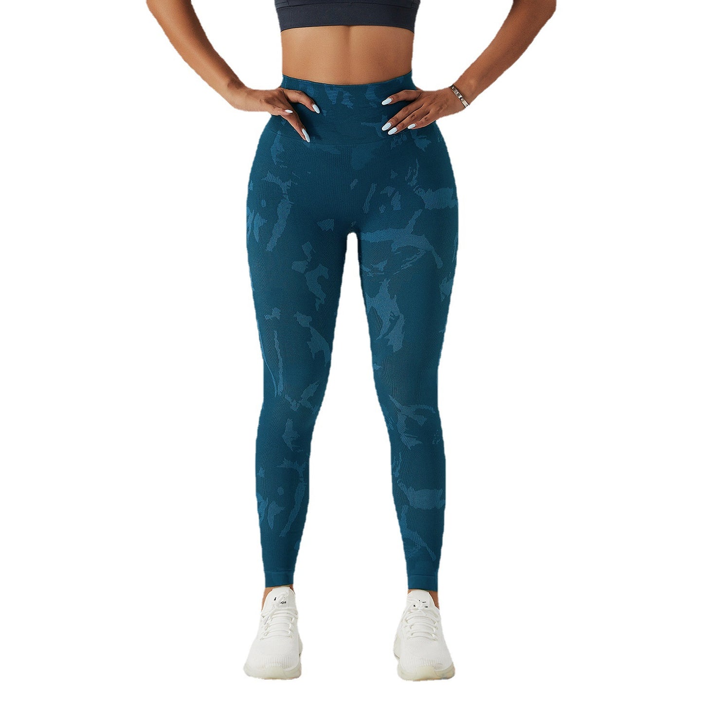 Pantalones deportivos con realce de cadera y camuflaje para mujer, de secado rápido