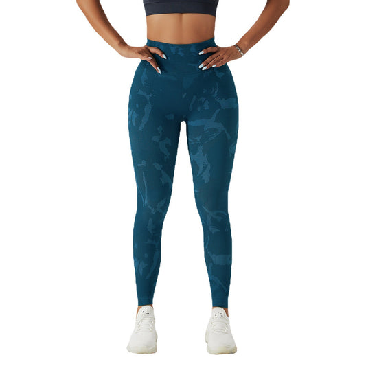 Pantalones deportivos con realce de cadera y camuflaje para mujer, de secado rápido