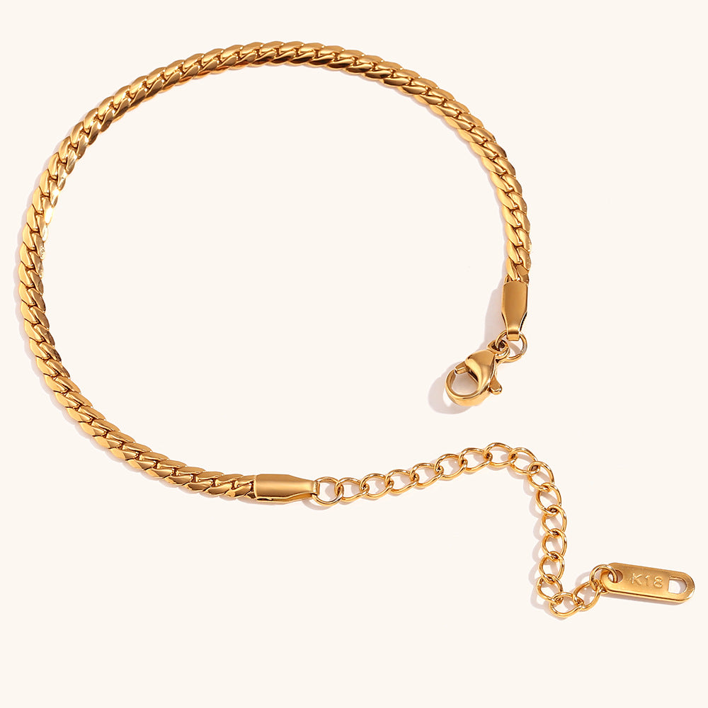 Edelstahl vergoldet 18K Gold Schlichter All-Match-Schmuck