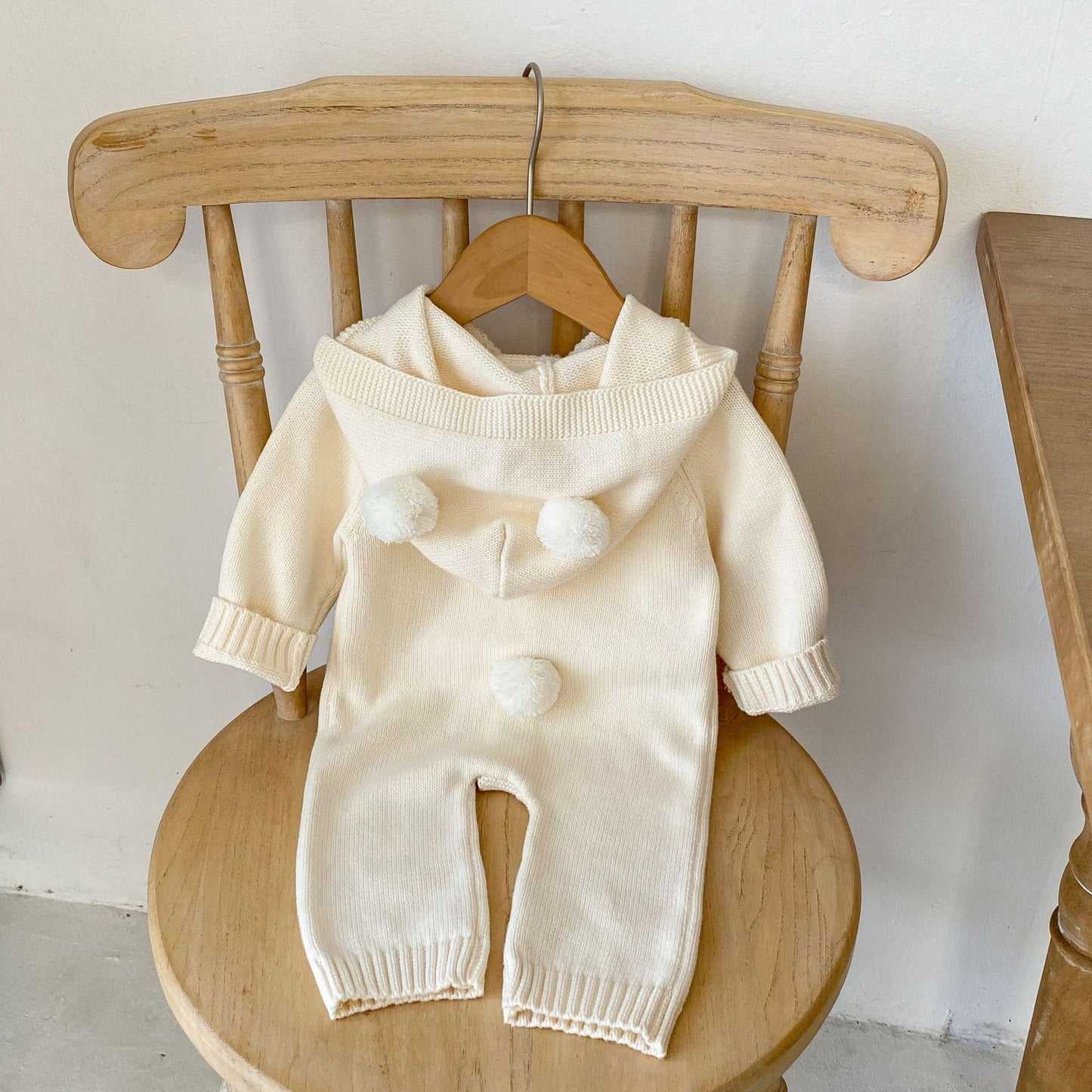 Baby Knitted Wool Ball Spring Newborn Solid Color Jumpsuit