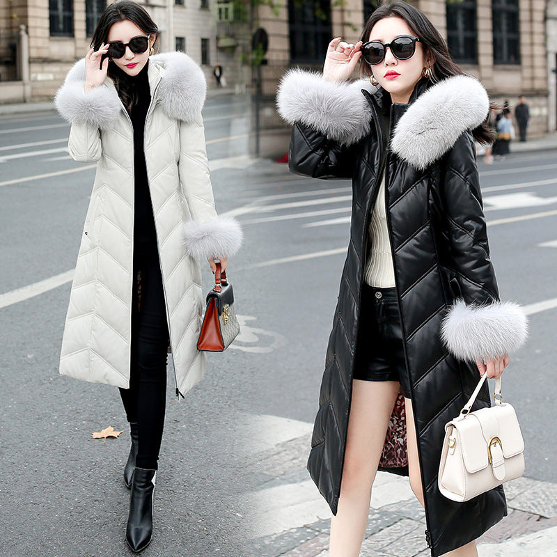Damen Mittellanger Herbst und Winter Kapuzenmode Slim Mantel Trend