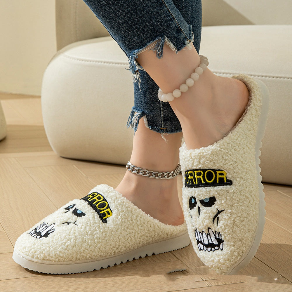 Halloween Cartoon Non-slip Skull Embroidered Slippers