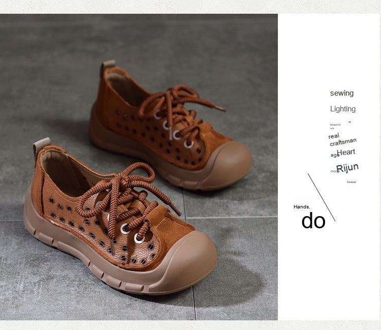 Flat Heel Retro Spring And Summer New Lace Up Casual Women's Shoes