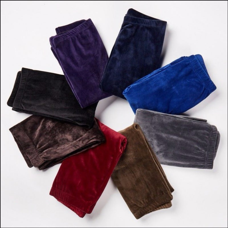 Double-faced Velvet High Stretch Leggings Women's Gold Velvet Slim High Waist