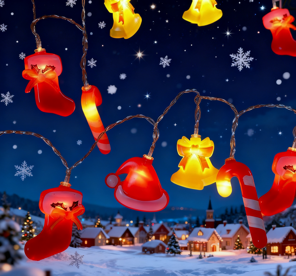 Bell, crutch, Christmas light, LED light string