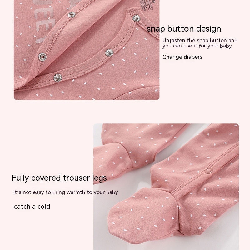 3 Pieces New Baby Cotton Long-sleeved Jumpsuit Baby Foot-wrapped Romper Boneless Sewing Pajamas