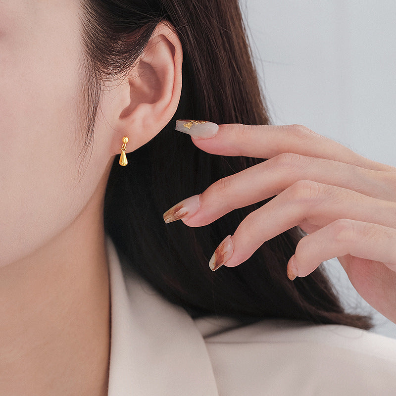 Niche Design Water Drop Ear Studs Women's Simple