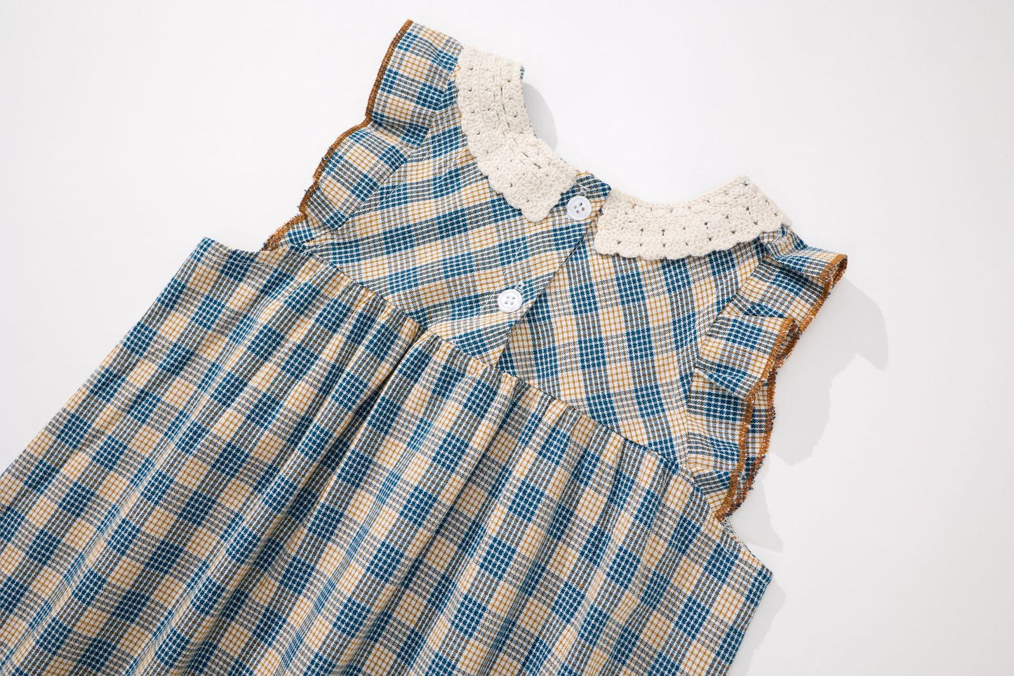 Baby Girl Lace Cotton Plaid Sleeveless Children's Skirt