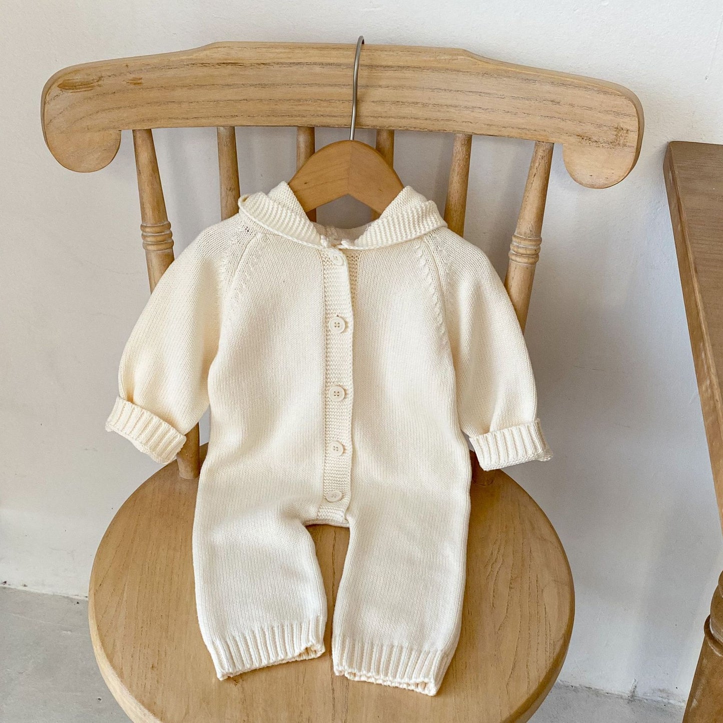 Baby Knitted Wool Ball Spring Newborn Solid Color Jumpsuit