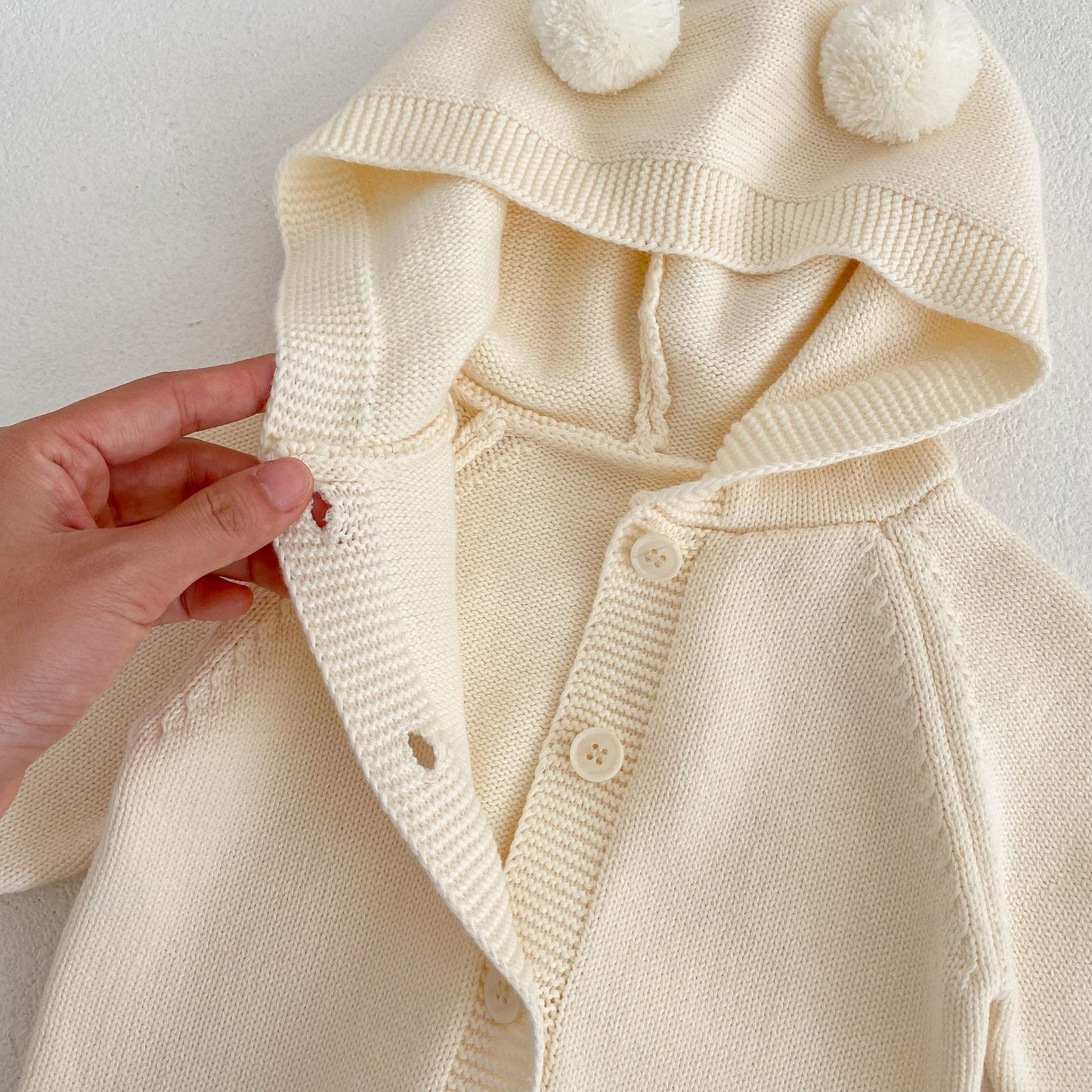 Baby Knitted Wool Ball Spring Newborn Solid Color Jumpsuit