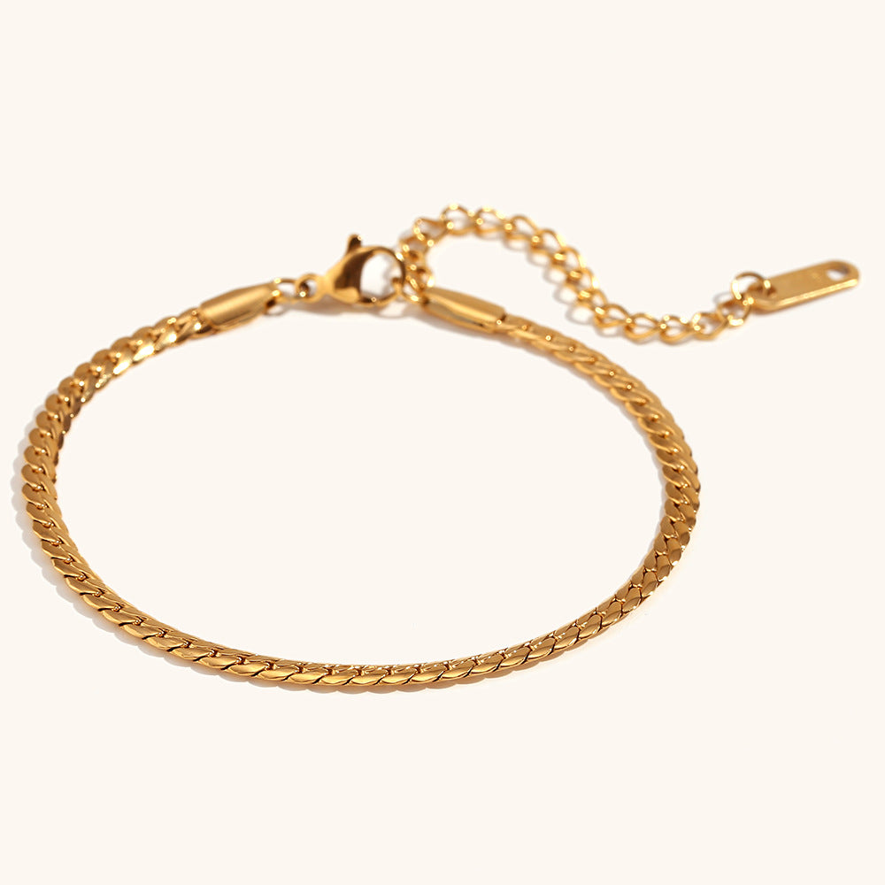 Edelstahl vergoldet 18K Gold Schlichter All-Match-Schmuck