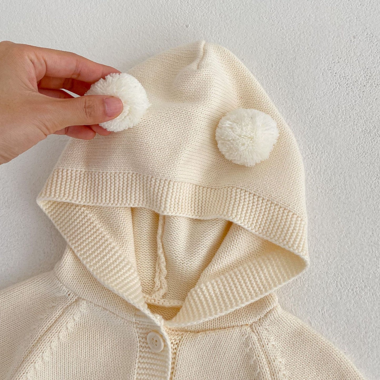 Baby Knitted Wool Ball Spring Newborn Solid Color Jumpsuit