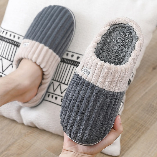 Pantuflas de algodón para hombre para el hogar, otoño e invierno, suela gruesa, antideslizantes para el hogar