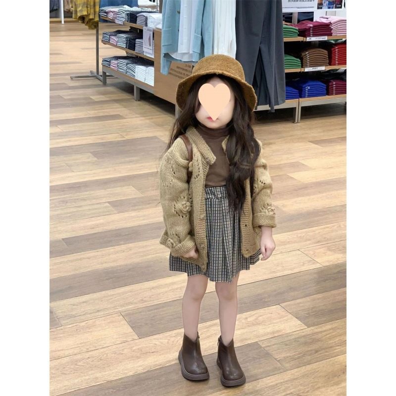 Autumn Children's Flower Knitted Sweater Cardigan
