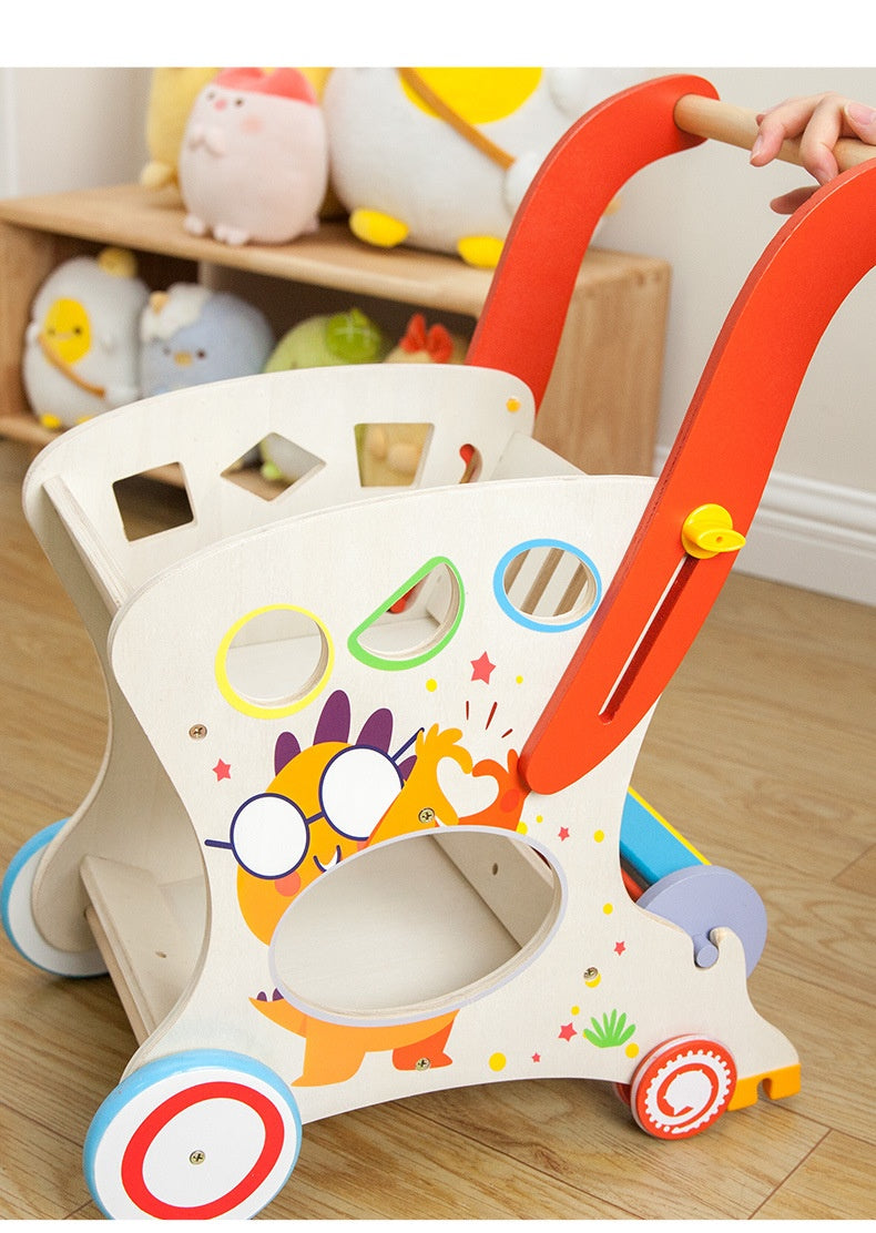 Children's Early Childhood Education Walker Trolley Baby Toddling Walk Walker Shopping Cart Wooden Toy