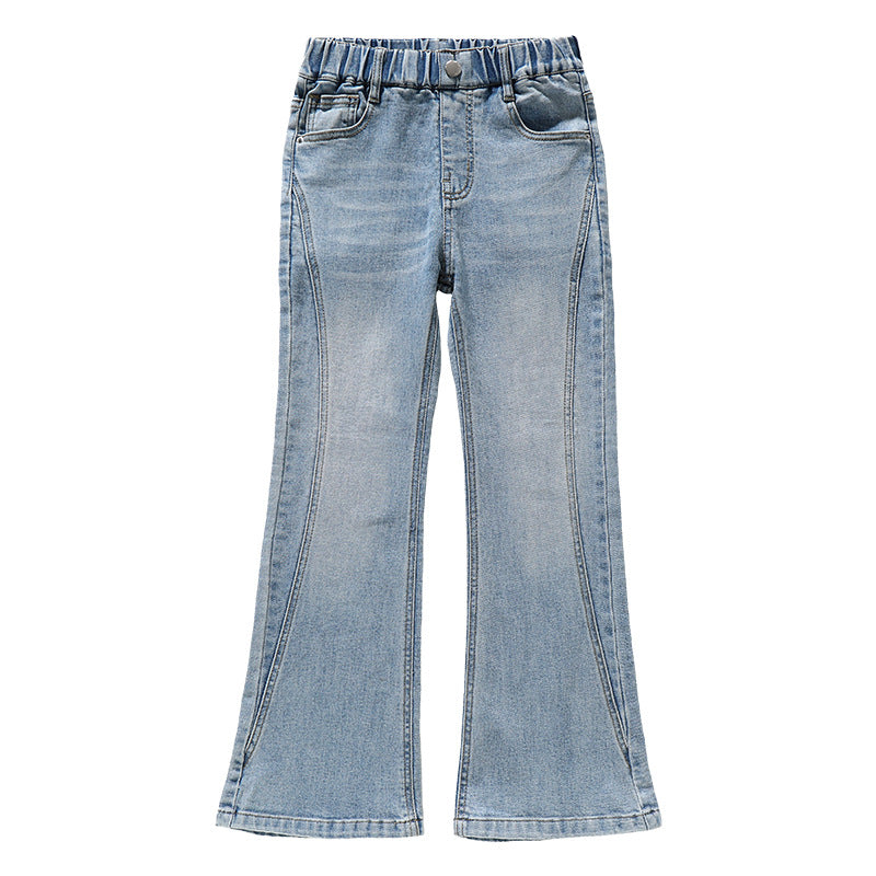 Girls' Micro Flare Jeans, Elastic Flared Pants for Older Girls