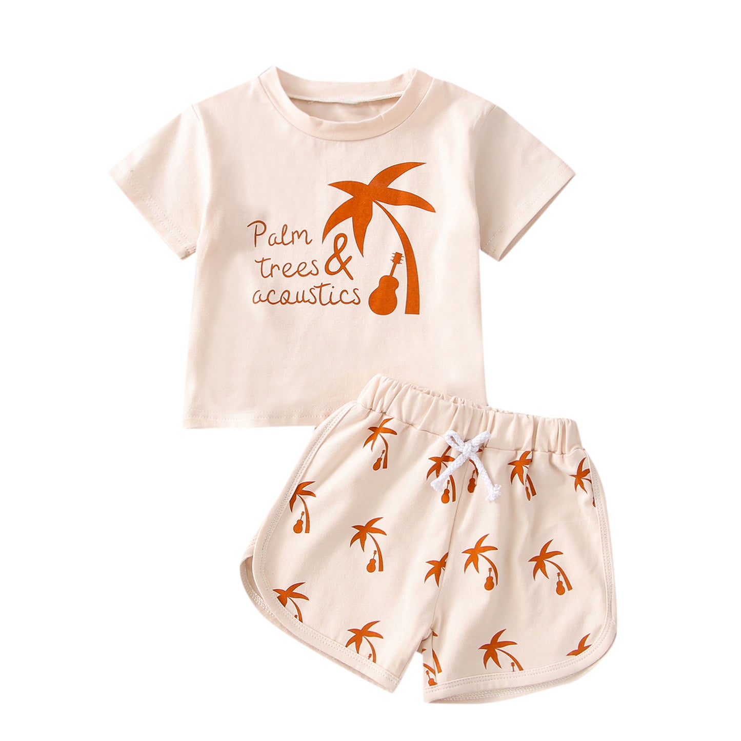 Children's Cotton Suit Coconut Printed Top And Shorts Two-piece Set