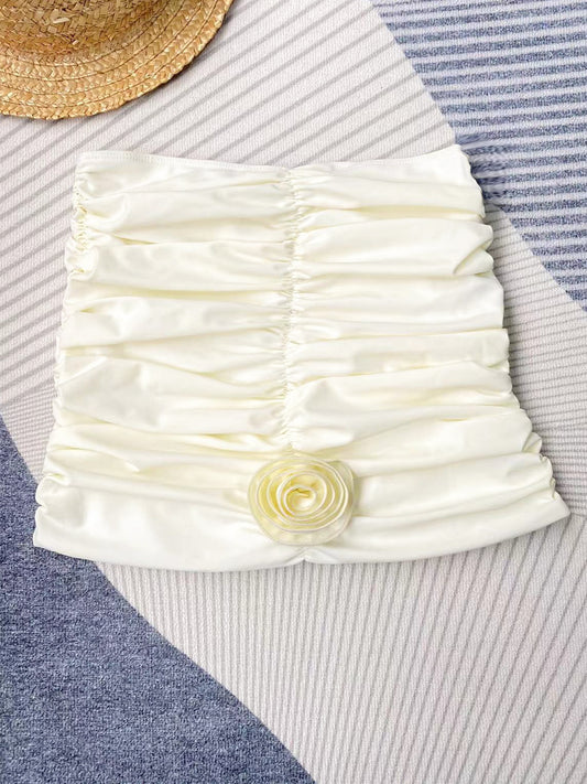 Traje de baño de tres piezas con flores en 3D para mujer