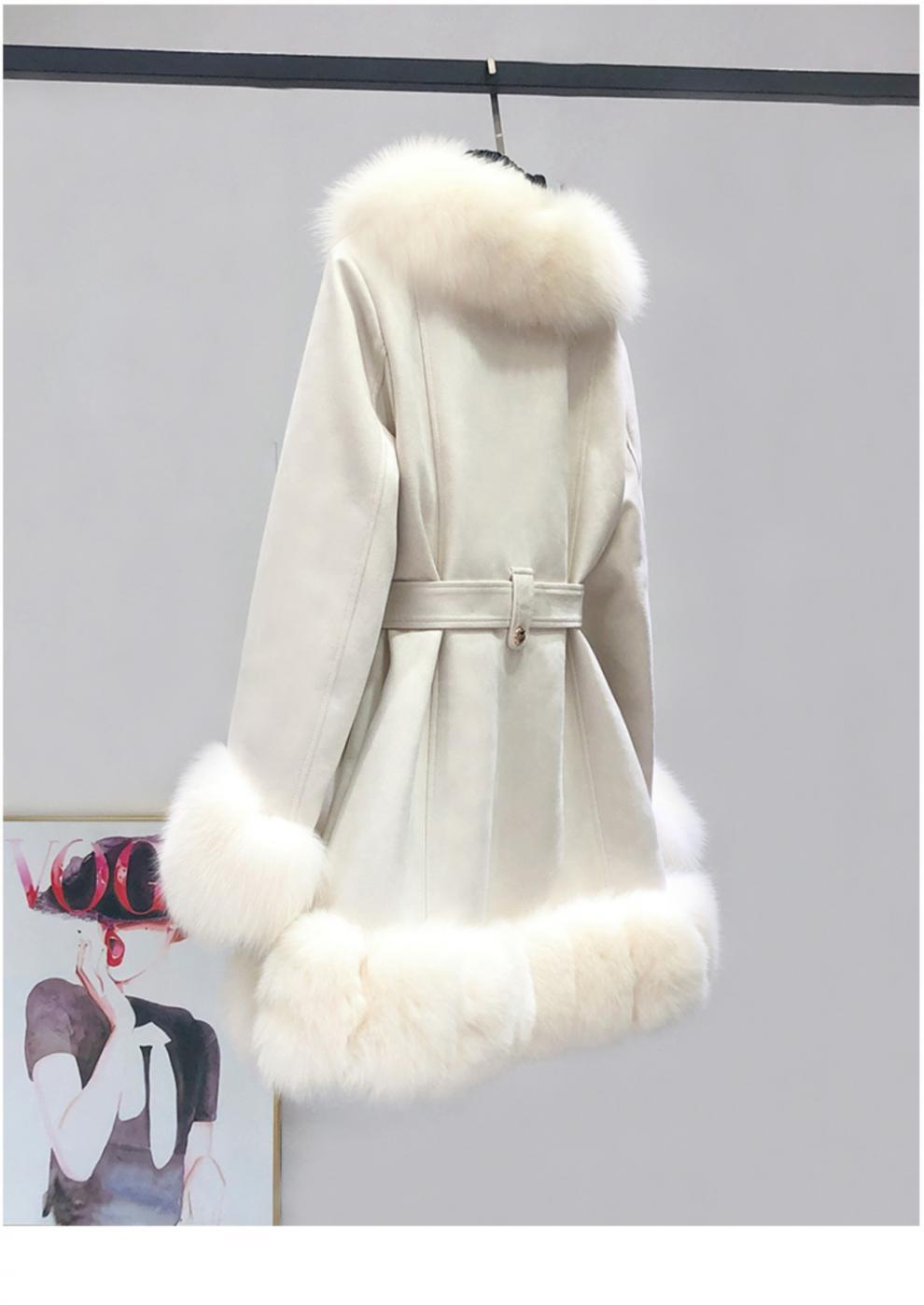 Leather Coat Suede Fur Integrated Mid-length Western Style Slimming
