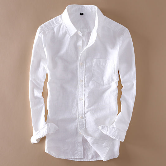 Camisa de lino blanca sencilla para hombre