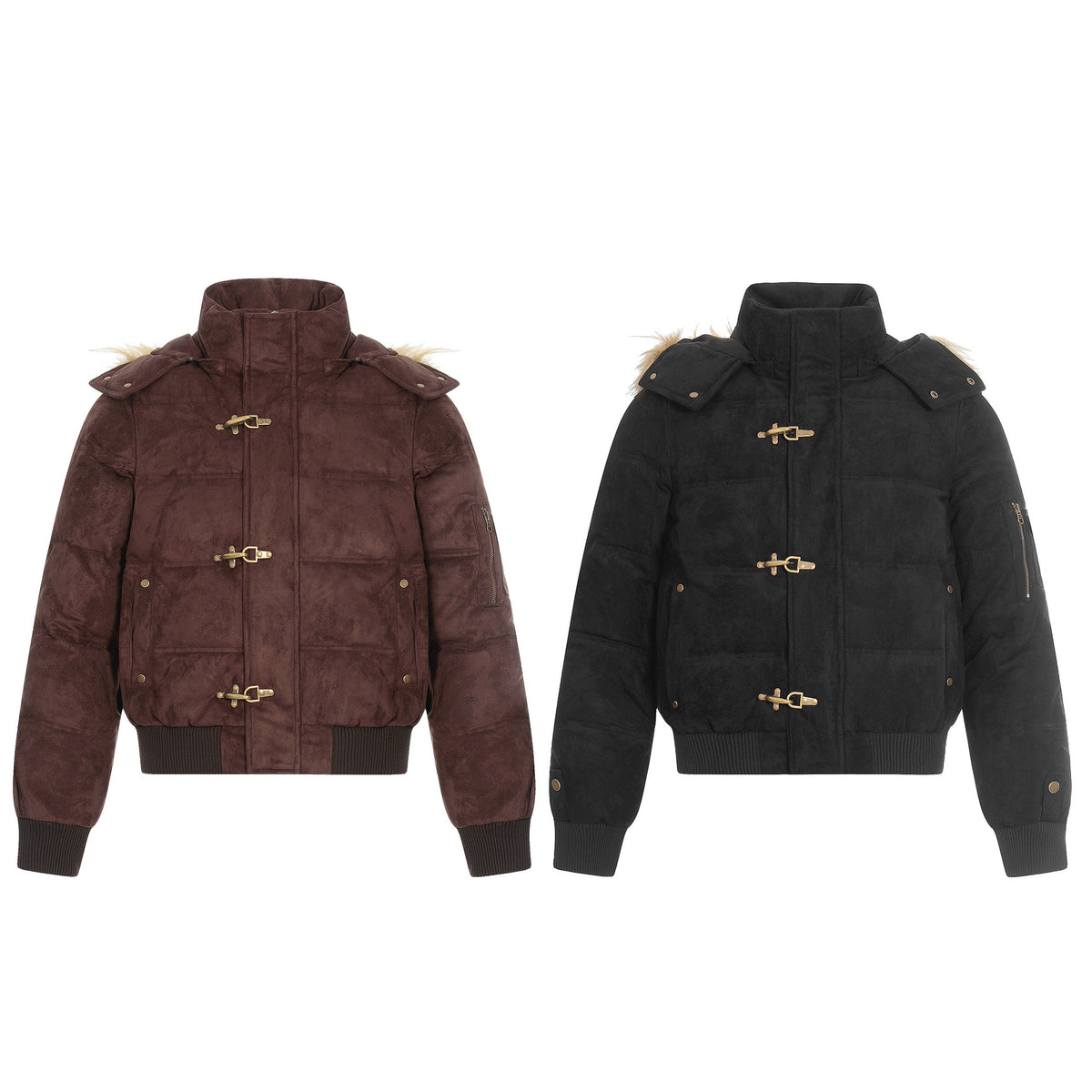 Warm fur collar cotton jacket with cotton jacket