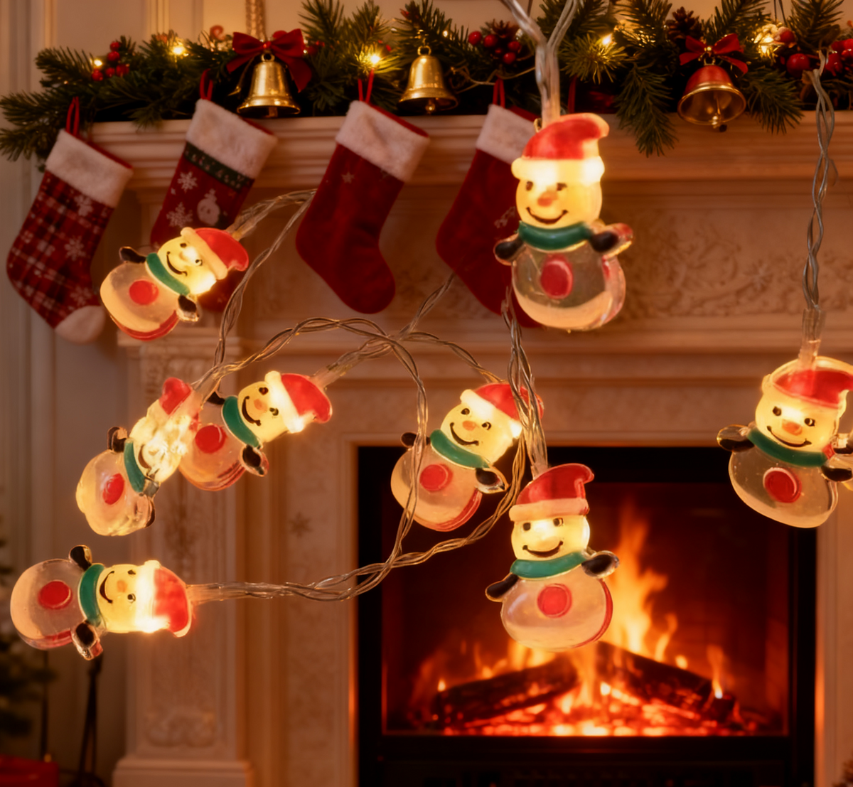 Colorful origin snowman Christmas light LED string