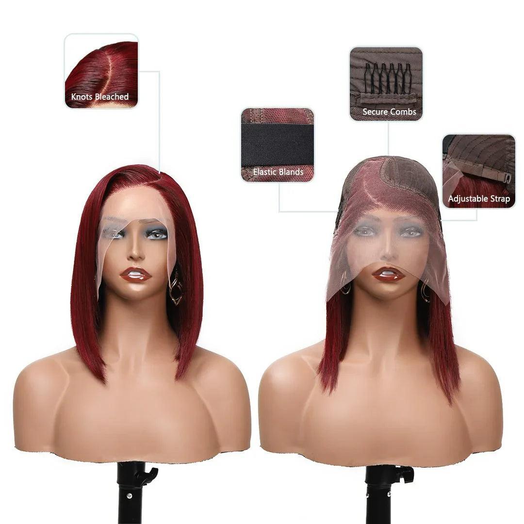 Chic Luxe Hair Pre Styled 99j Burgundy Bob Wig | 13*4 Lace Front | 250% Density | 100% Human Hair