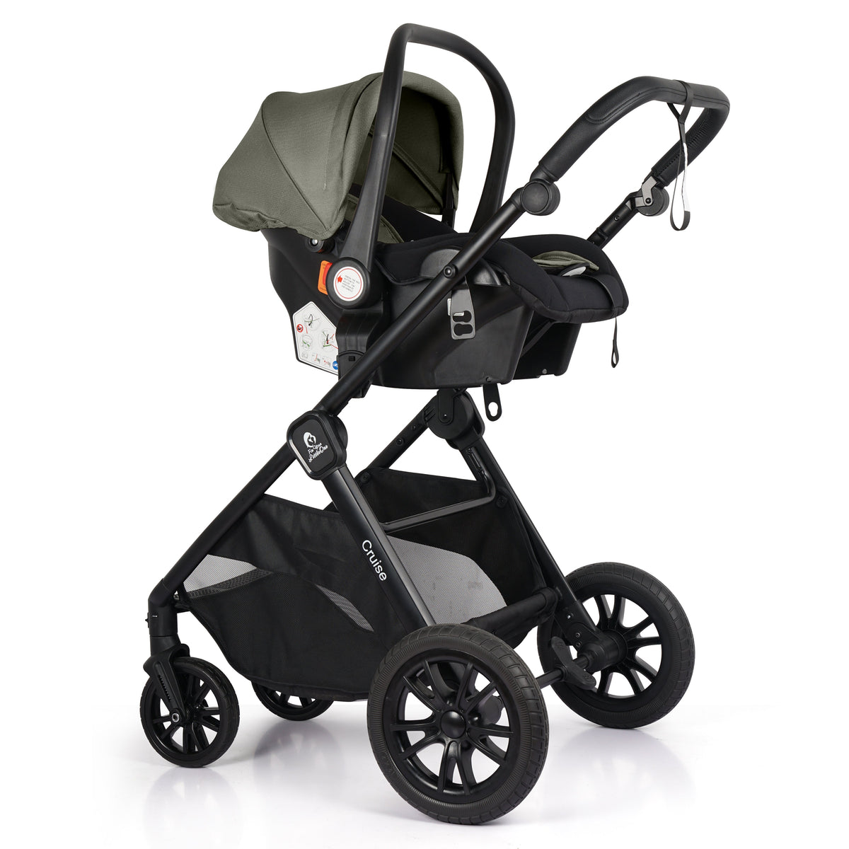 For Your Little One Cruise 3 In 1 Travel System With i-Size Car Seat - Pebble Sage (Free Cupholder And Seat Liner Included!)